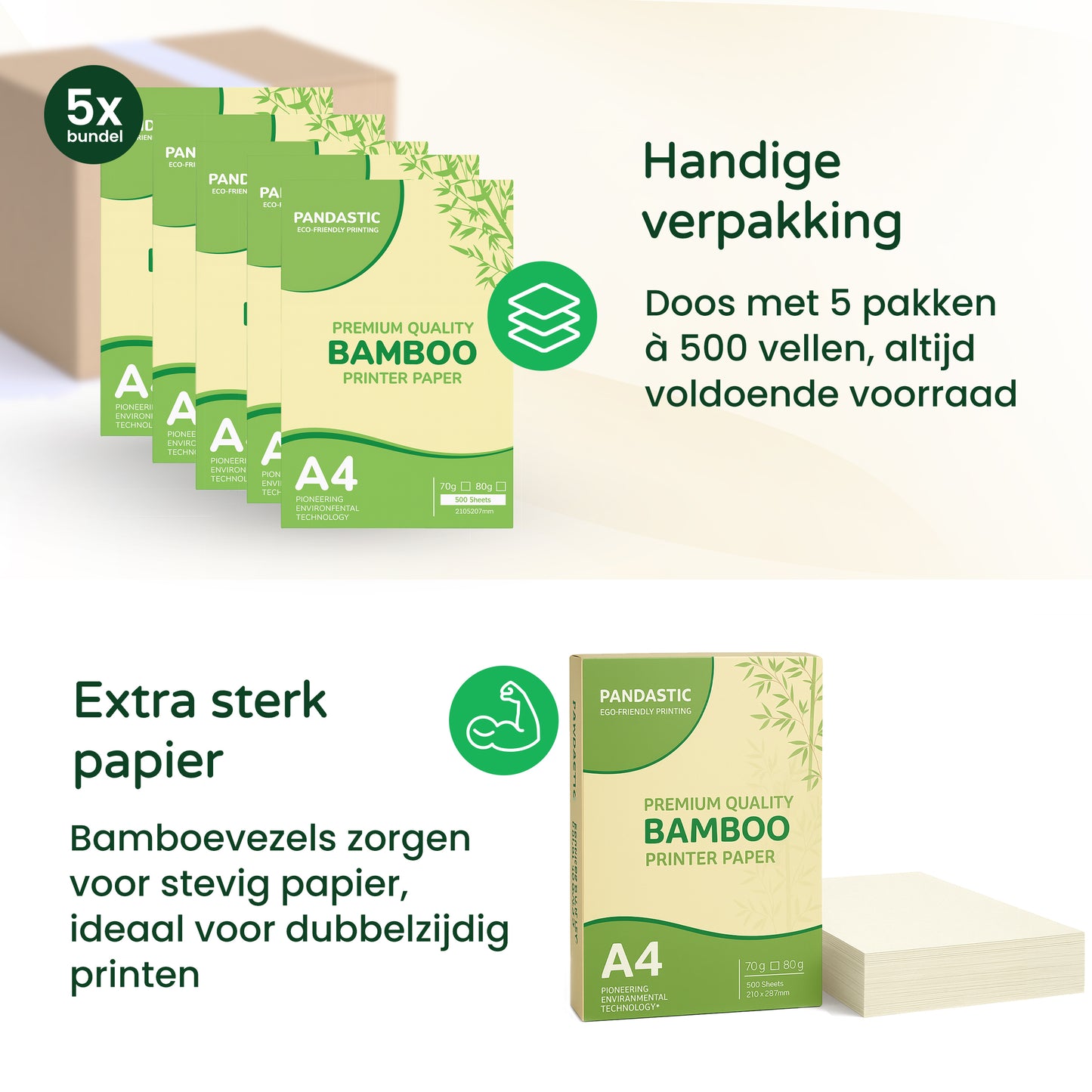 Pandastic A4 Bamboepapier 80gr/m² 5x500 vellen