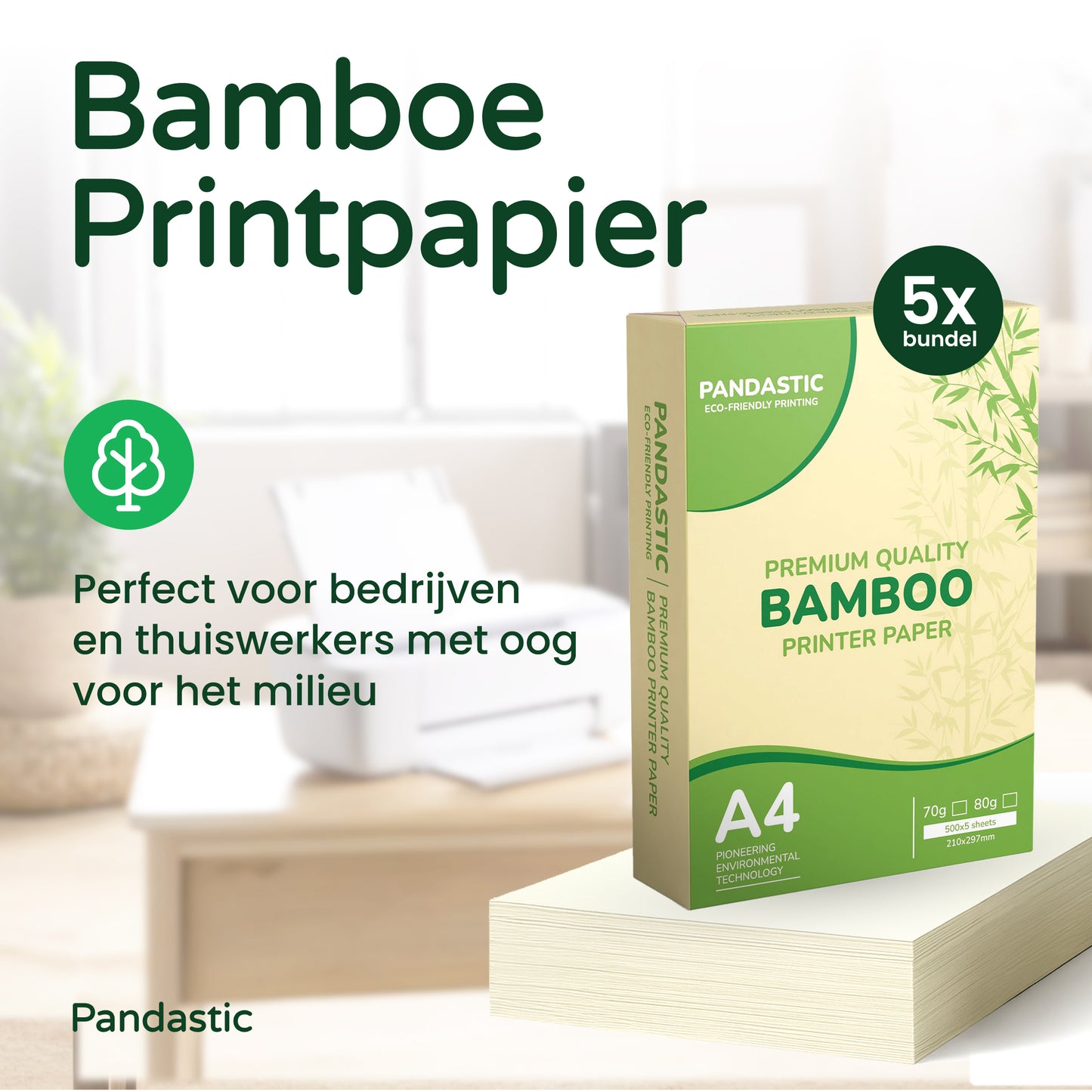 Pandastic A4 Bamboepapier 80gr/m² 5x500 vellen
