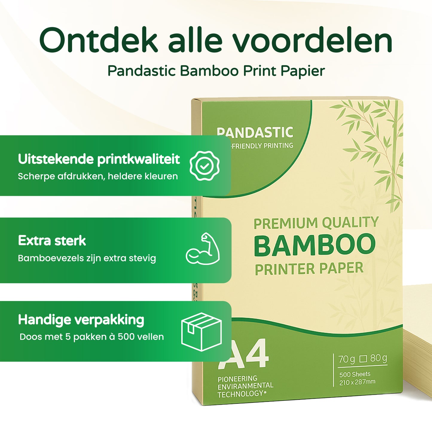 Pandastic A4 Bamboepapier 80gr/m² 5x500 vellen